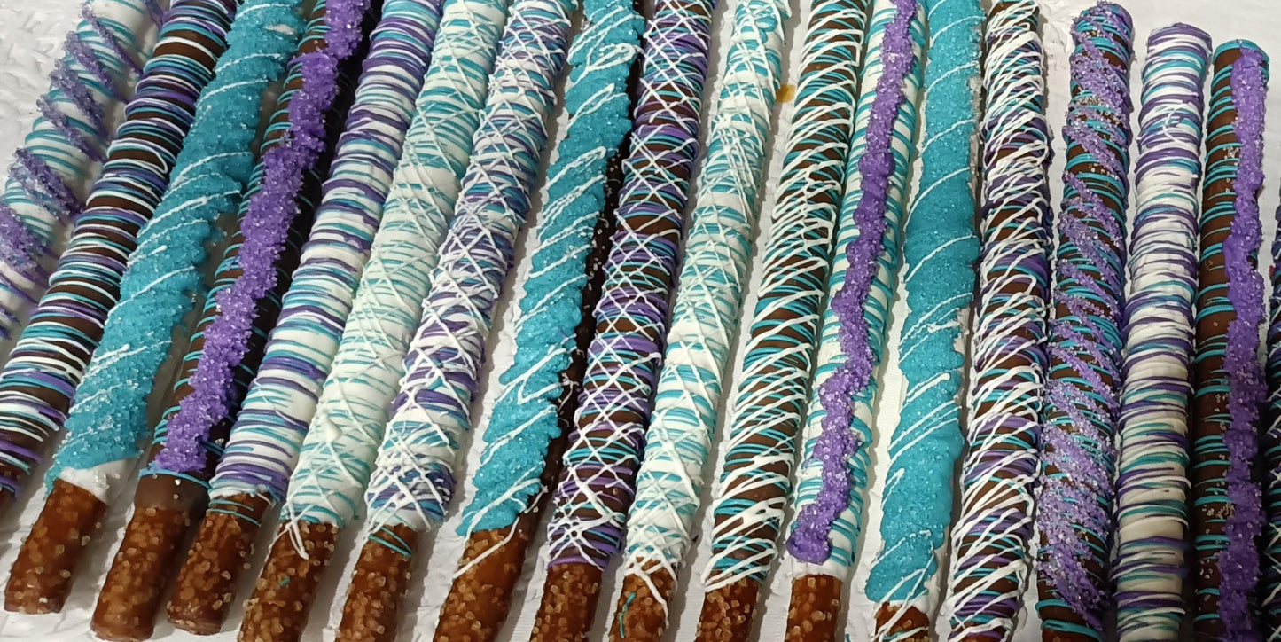 Custom Hand Dipped Chocolate Cover Pretzels, Baby Shower, School Party, Thank you Gift, Birthday Parties, Party Favors, Weddings,