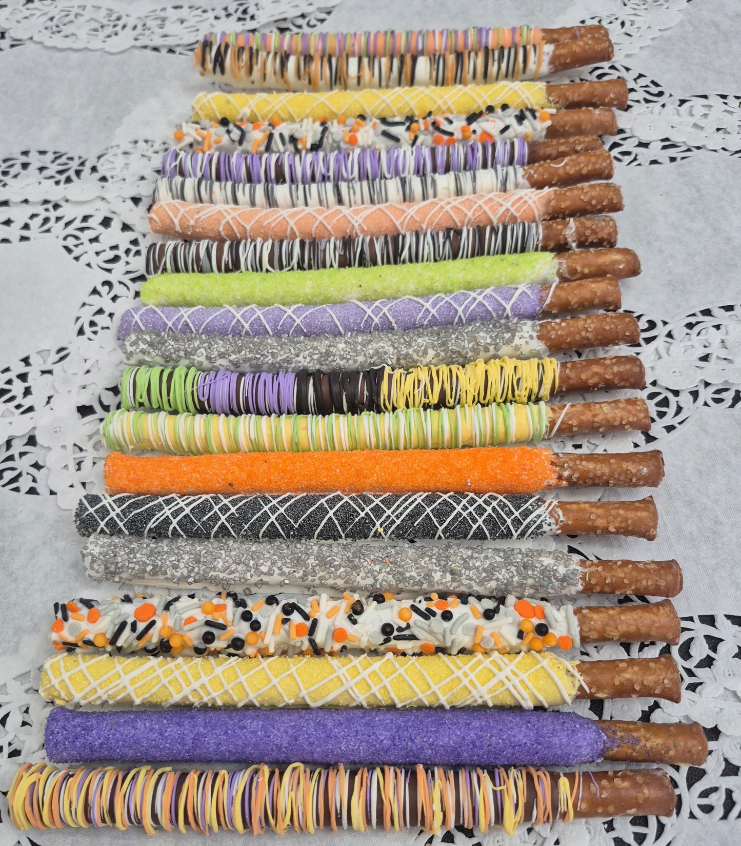 15-36ct Gourmet Hand Dipped & Decorated Chocolate Cover Pretzels Rods