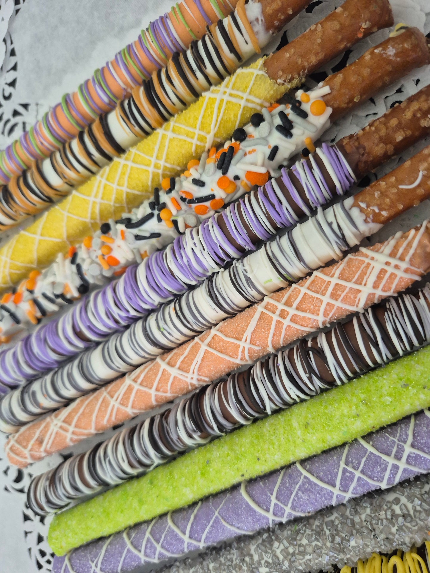 15-36ct Gourmet Hand Dipped & Decorated Chocolate Cover Pretzels Rods