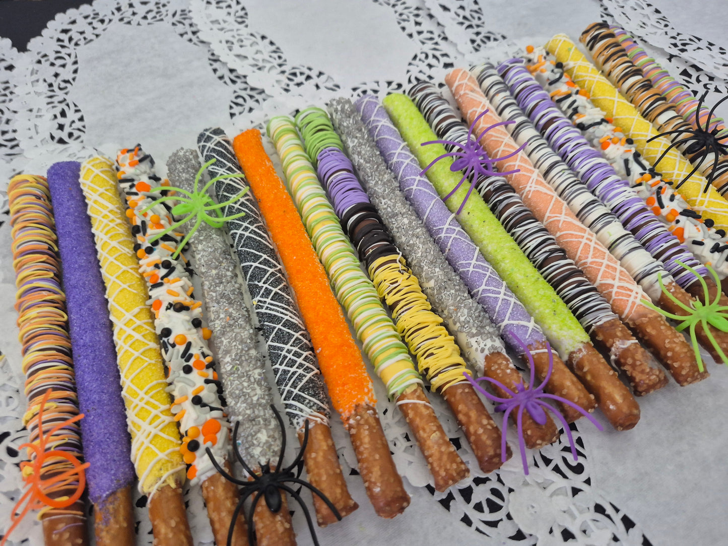 15-36ct Gourmet Hand Dipped & Decorated Chocolate Cover Pretzels Rods