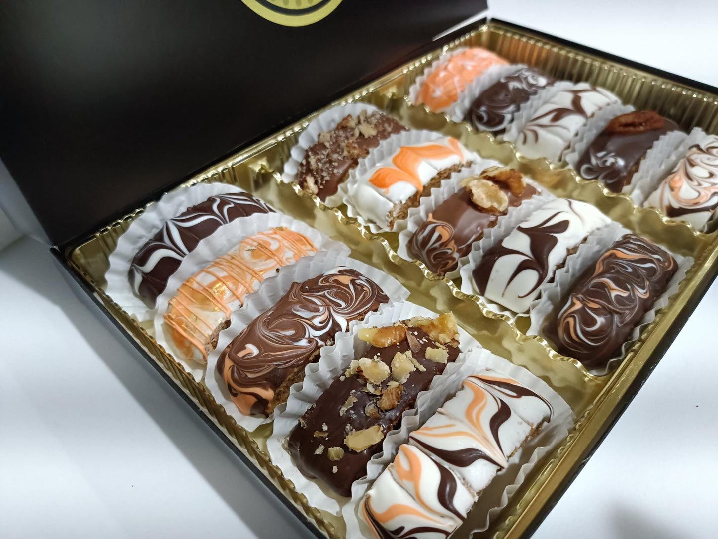 15ct Box Petite Pumpkin Spice Biscotti Hand Dipped & Decorated in Chocolate 15, Perfect size