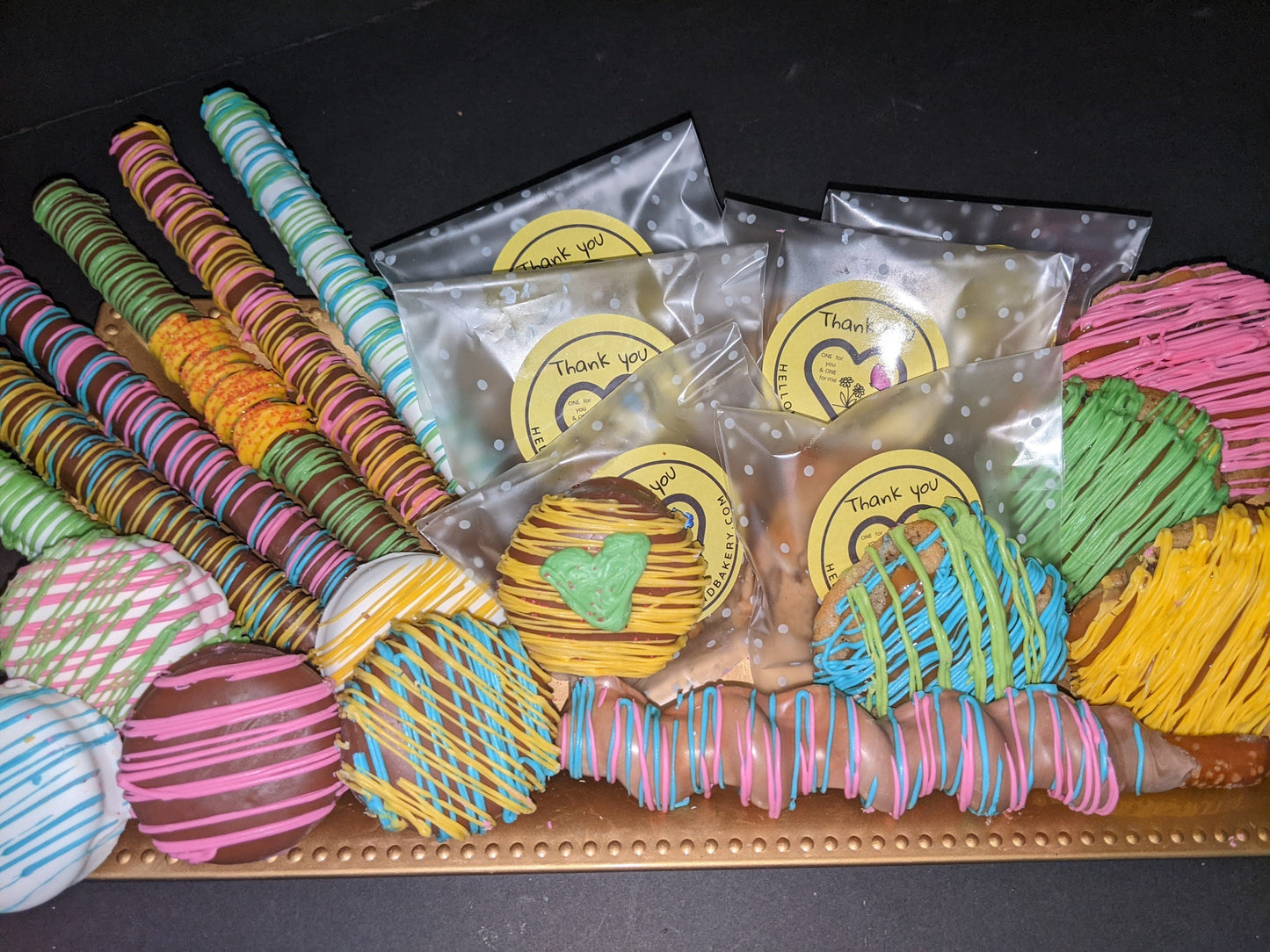 24 pc Hand Dipped & Decorated Chocolate Covered Pretzels, Oreo's and More Grab & Go!