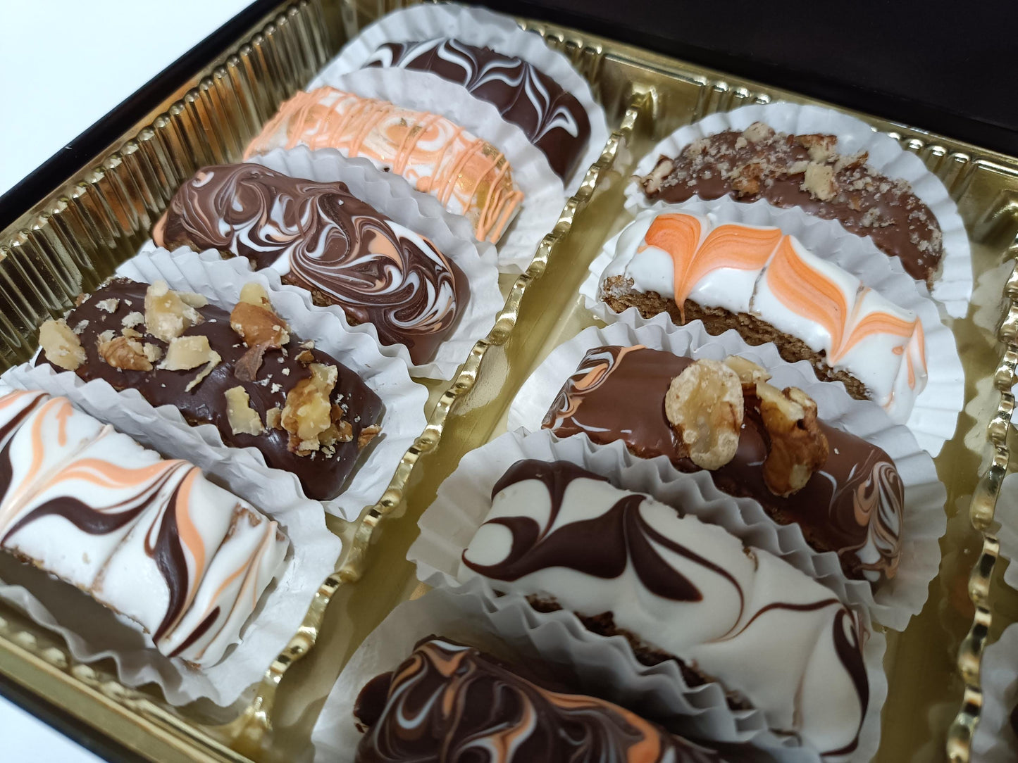 15ct Box Petite Pumpkin Spice Biscotti Hand Dipped & Decorated in Chocolate 15, Perfect size