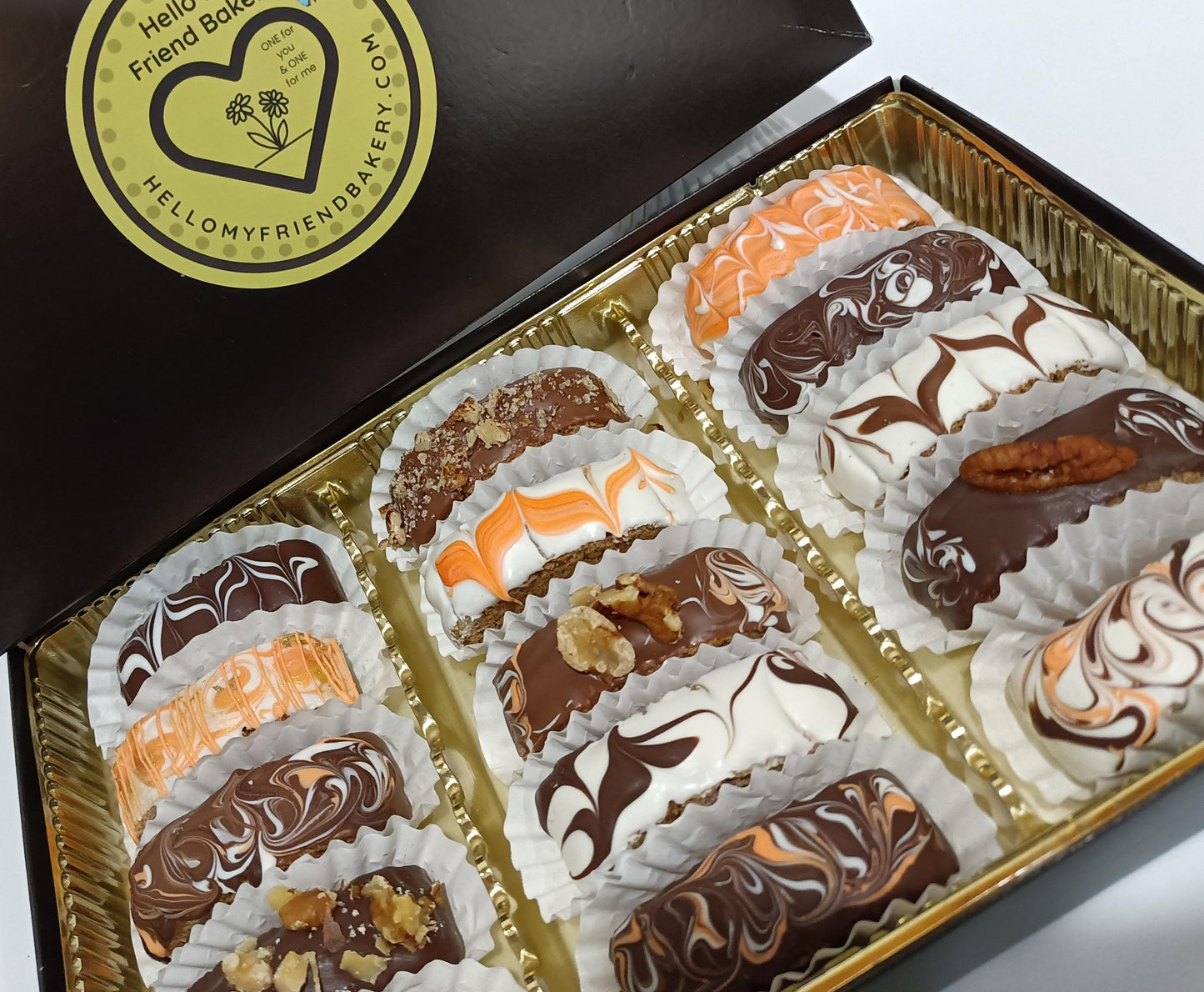 15ct Box Petite Pumpkin Spice Biscotti Hand Dipped & Decorated in Chocolate 15, Perfect size