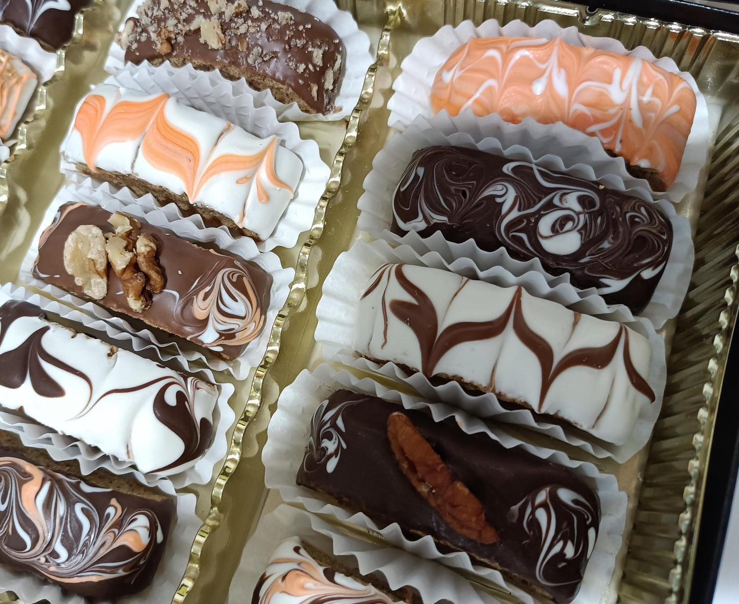 15ct Box Petite Pumpkin Spice Biscotti Hand Dipped & Decorated in Chocolate 15, Perfect size