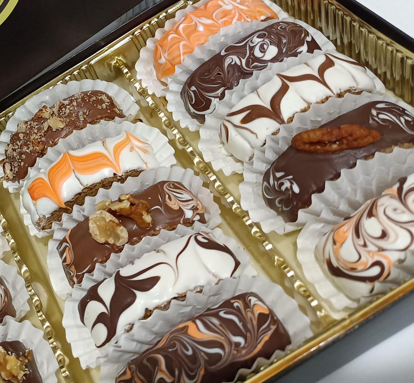 15ct Box Petite Pumpkin Spice Biscotti Hand Dipped & Decorated in Chocolate 15, Perfect size
