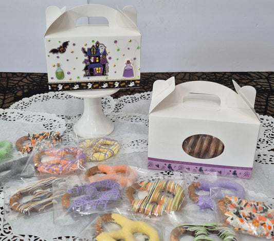 12ct Gourmet Chocolate covered Pretzels Halloween Gift Box