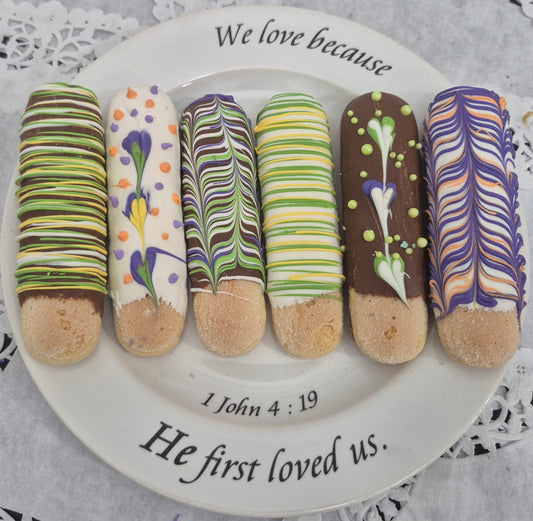 10ct (5 packs of 2) Hand Dipped Chocolate Covered Ladyfingers GIFT BOX  are Light airy & Crispy