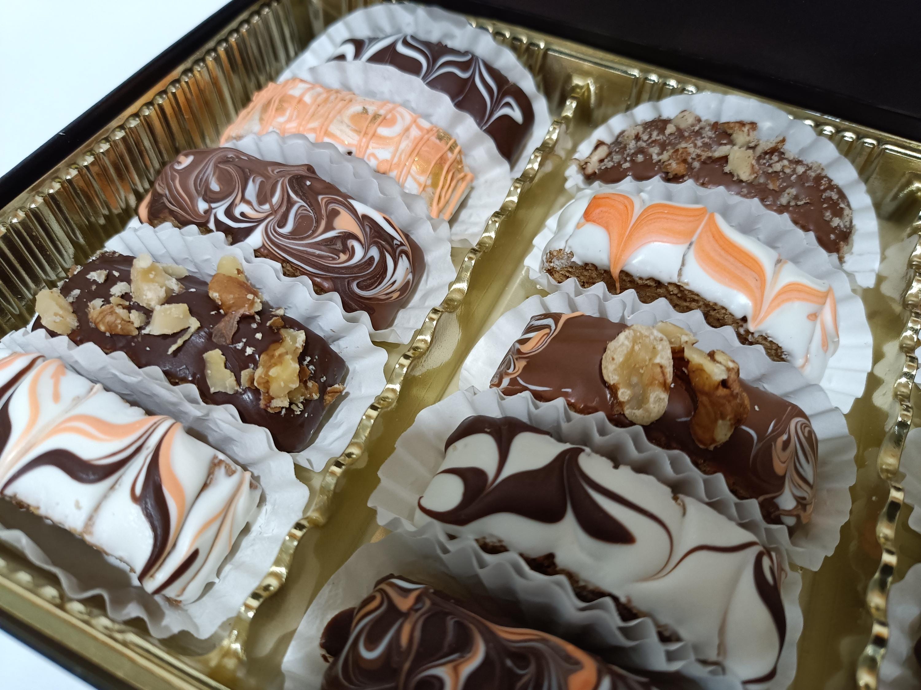 15ct Box Petite Pumpkin Spice Biscotti Hand Dipped & Decorated in