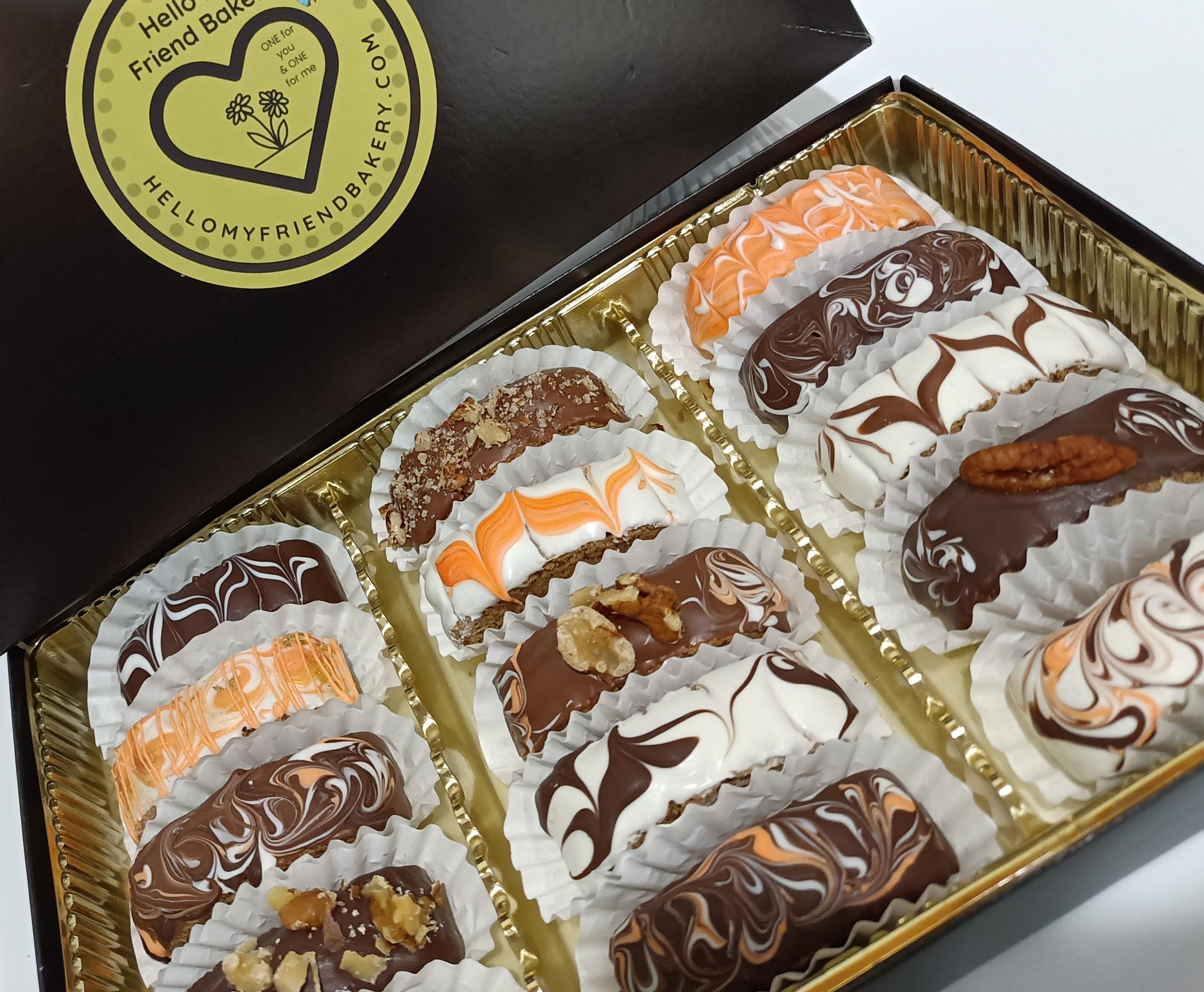 15ct Box Petite Pumpkin Spice Biscotti Hand Dipped & Decorated in